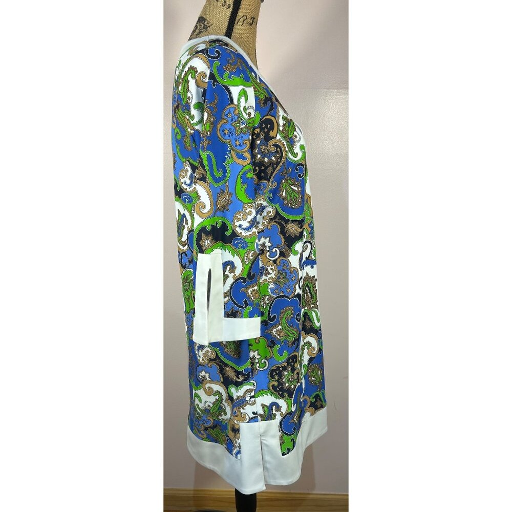 Jude Connally Sz L Dress Multicolor Paisley Print 3/4 Sleeves V-Neckline - Picture 5 of 7